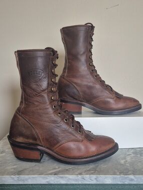 Boulet Packer Boots, Rustic Distressed Brown, Size 9 Cowboy Western